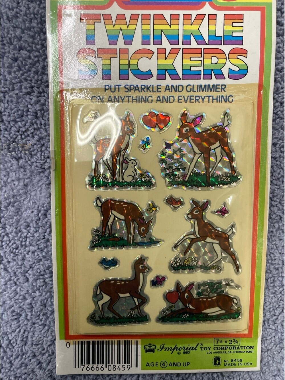 NOS Vintage 80s Prismatic Twinkle Stickers Reindeer’s Sparkle Glimmer Imperial